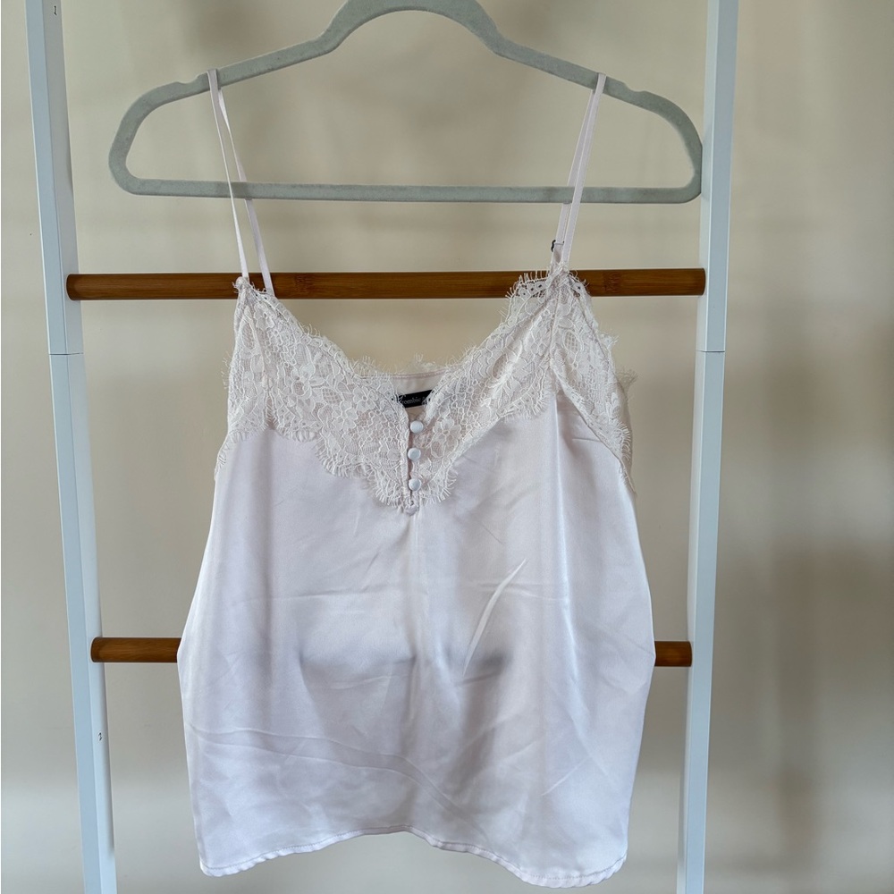 White Lace Trim Cami Top